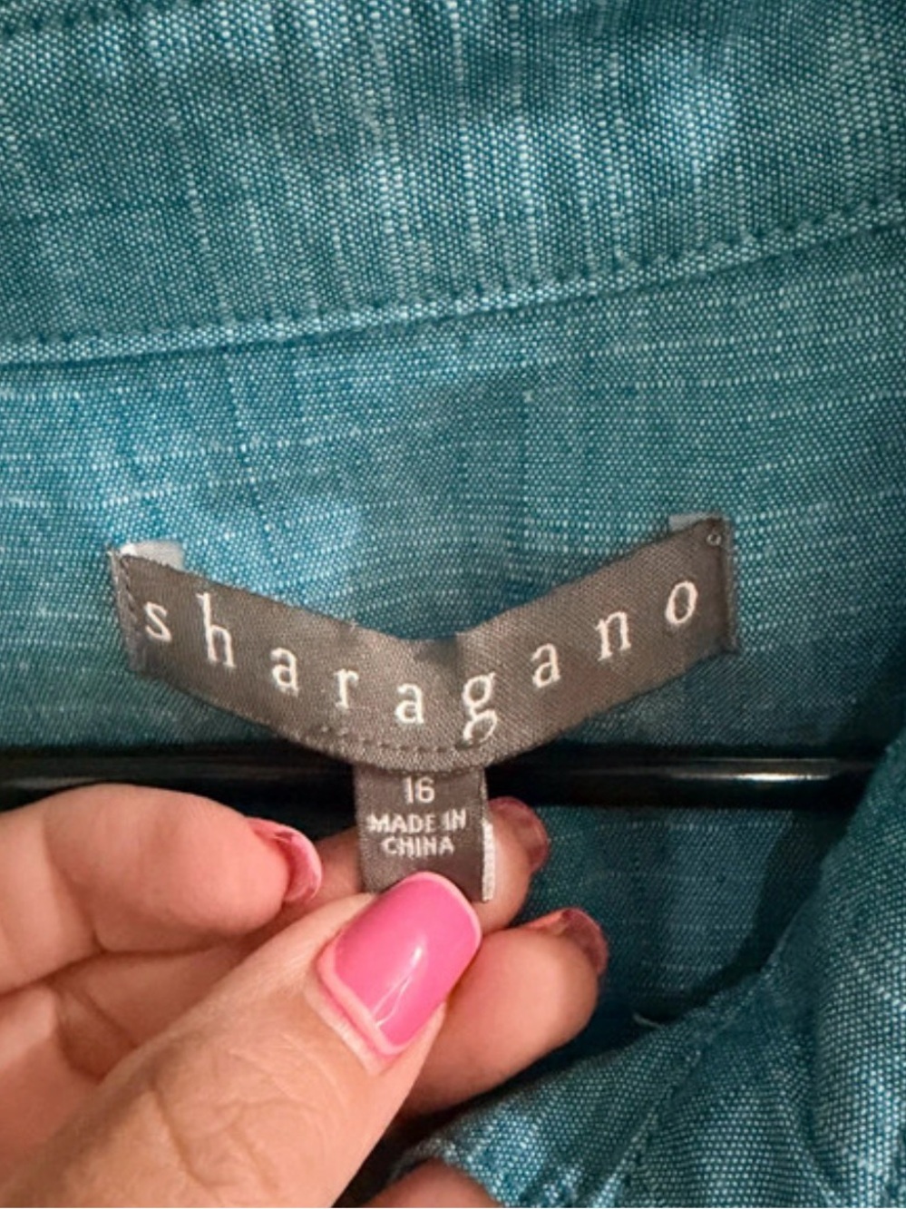 Sharagano Teal-Blue Midi Shirt Dress with Tie Waist - Picture 2 of 3
